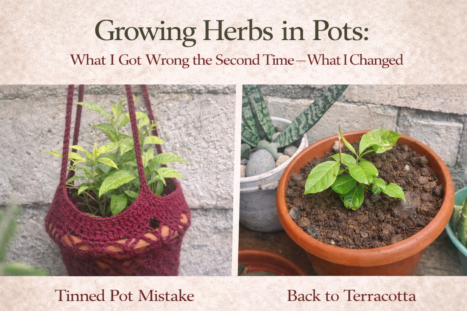 Growing herbs in pots in Jamaica