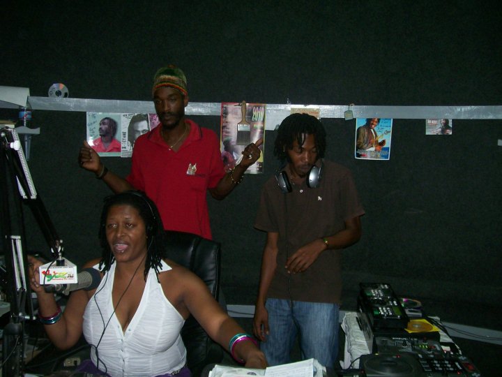 Candid Radio Studio Session - Me (Lady Mystery) DJ No Doubt and Reggae Singer Hi Kee